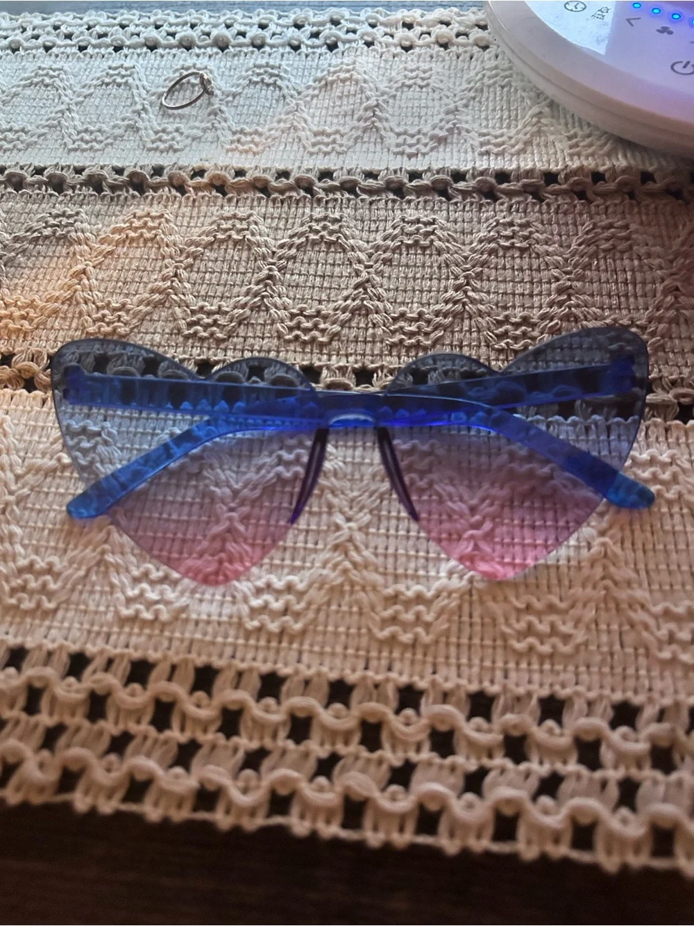 Blue to Pink Ombre Rimless Sunglasses